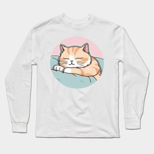 Cute sleepy  orange cat Long Sleeve T-Shirt